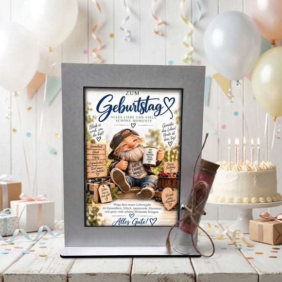 Geldgeschenk Geburtstag für Freund mit Glück, Gesundheit und guten Wünschen