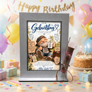 Geschenk für Ehemann zum Geburtstag mit Zwerg, Torte und austauschbarer Motivkarte