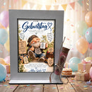 Geburtstagsgeschenk Mann mit Geldröhrchen und Botschaft Genieße jeden Augenblick
