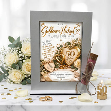 Geldgeschenk Goldene Hochzeit – dekorativer Aufsteller zum 50. Hochzeitstag für Ehepaare