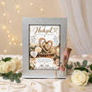 Geldgeschenk zur Hochzeit mit Eheringen, Holzherzen und romantischem Blumenmotiv