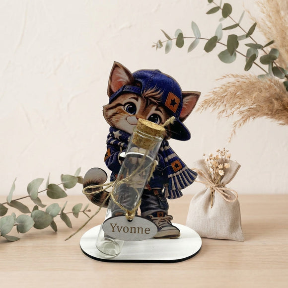 Geldgeschenk Katzenliebhaber mit Katze und personalisiertem Namen