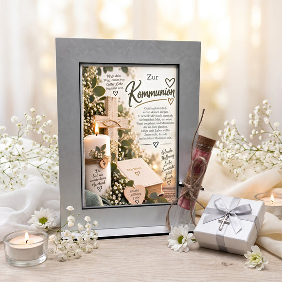 Christliches Kommunionsgeschenk mit Glaube Hoffnung Liebe und Zuversicht