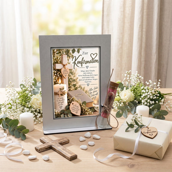 Konfirmationsgeschenk für Mädchen und Jungen mit Kreuz und Segensspruch