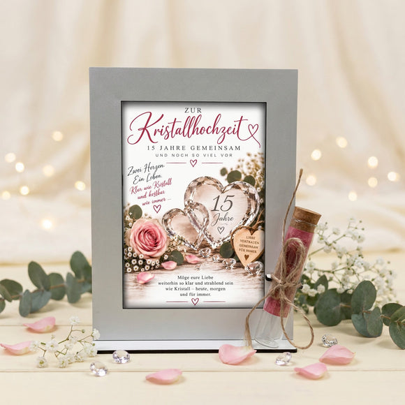 Geschenk 15 Jahre Ehe – dekoratives Geldgeschenk zur Kristallhochzeit für ein Ehepaar