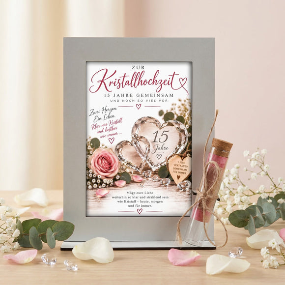 Geldgeschenk Kristallhochzeit – dekorativer Aufsteller zum 15. Hochzeitstag für Ehepaare