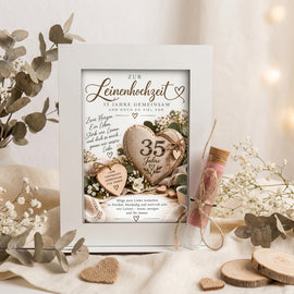 Geldgeschenk Leinenhochzeit – dekorativer Aufsteller zum 35. Hochzeitstag für Ehepaare
