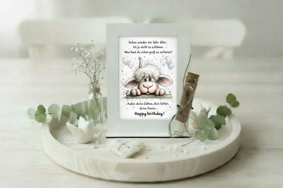 Lustiges Geburtstagsgeschenk Schaf mit Partyhut