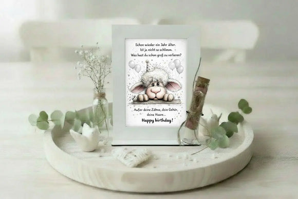 Lustiges Geburtstagsgeschenk Schaf mit Partyhut