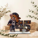 1. Geldgeschenk 45 Mann mit Glasröhrchen Teddy und blau braunem Design