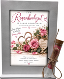 Geldgeschenk zum 10. Hochzeitstag mit rosa Rosen, Herzen, Blumen und romantischem Motiv