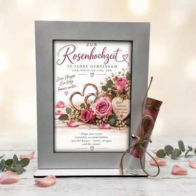 Geldgeschenk Rosenhochzeit – dekorativer Aufsteller zum 10. Hochzeitstag für Ehepaare