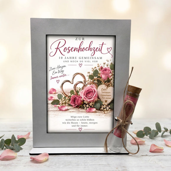 Geldgeschenk Rosenhochzeit – dekorativer Aufsteller zum 10. Hochzeitstag für Ehepaare