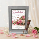 Rosenhochzeit Geschenk mit Rosenmotiv und Glasröhrchen zum stilvollen Verschenken von Geld