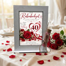Geschenk Rubinhochzeit für 40 Jahre Ehe mit Aufsteller und Glasröhrchen für Geldscheine