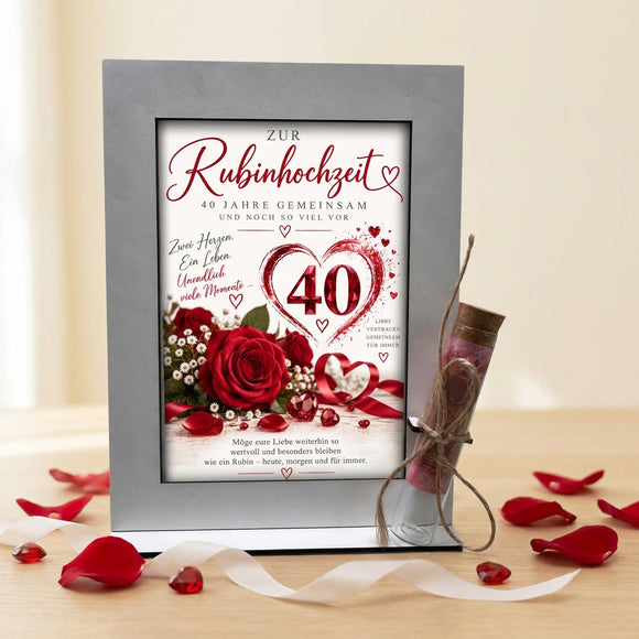 Geschenk 40 Jahre Ehe – dekoratives Geldgeschenk zur Rubinhochzeit für ein Ehepaar