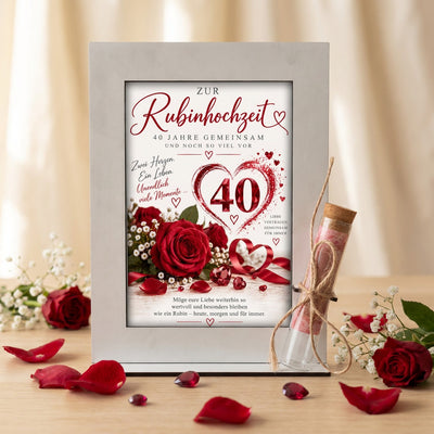 Geldgeschenk Rubinhochzeit – dekorativer Aufsteller zum 40. Hochzeitstag für Ehepaare