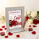 Rubinhochzeit Geschenk mit 40 Jahre Motiv und Glasröhrchen zum stilvollen Verschenken von Geld