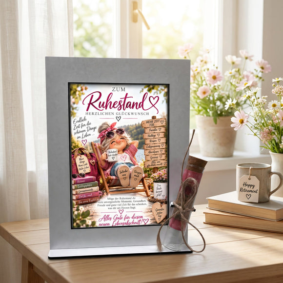 Geschenk zum Ruhestand für Kollegin mit humorvollem Rentnerinnen Motiv