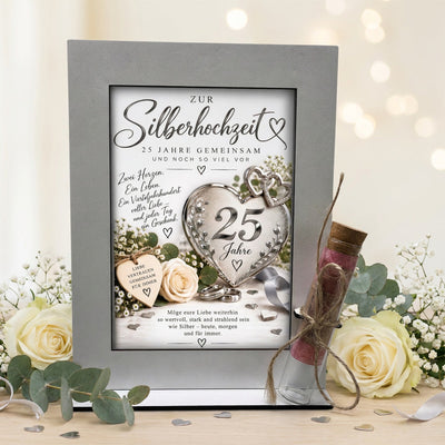 Geldgeschenk Silberhochzeit – dekorativer Aufsteller zum 25. Hochzeitstag für Ehepaare