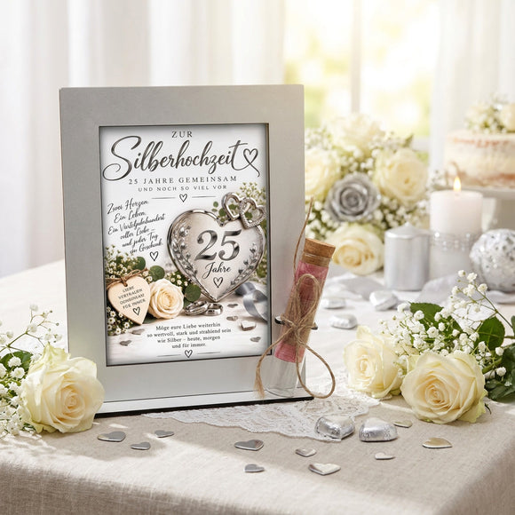 Geschenk 25 Jahre Ehe – dekoratives Geldgeschenk zur Silberhochzeit für ein Ehepaar
