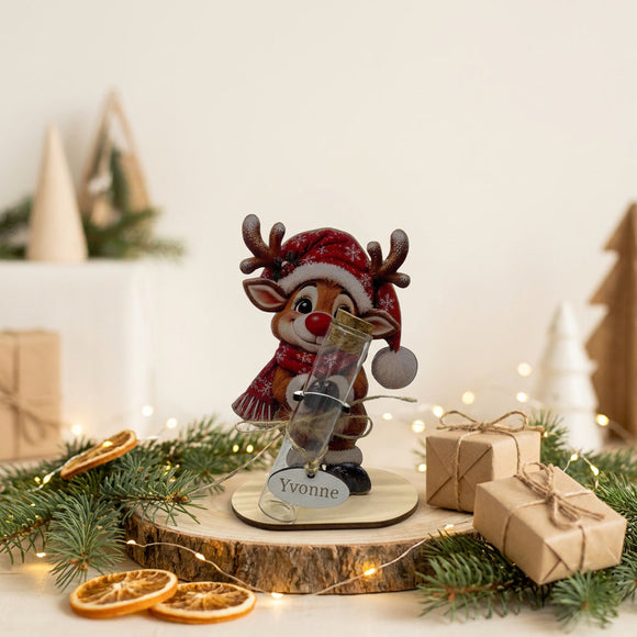 1. Geldgeschenk Weihnachten personalisiert mit Rentier und Namensanhänger