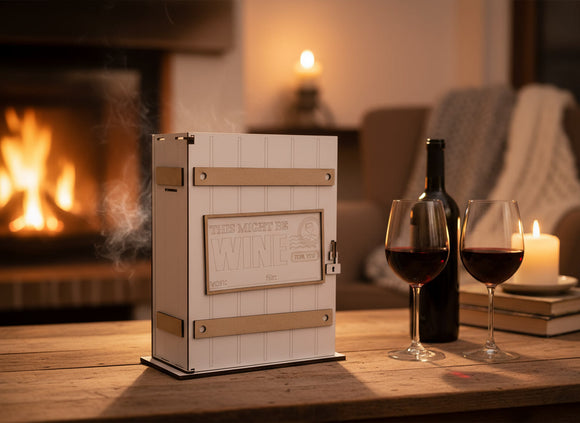 Weinkiste mit Gravur „This might be wine for you“ – stilvolles personalisiertes Weingeschenk
