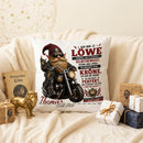 Löwe Mann Geschenk mit coolem Biker Gnom und Motorrad auf personalisiertem Kissen zum Geburtstag