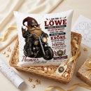 Geschenk Sternzeichen Löwe – personalisiertes Kissen für Männer mit Biker Gnom, Motorrad, Name und Geburtsdatum