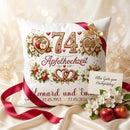 Personalisiertes Kissen zur Apfelhochzeit mit Äpfeln, Apfelblüten und Herzen