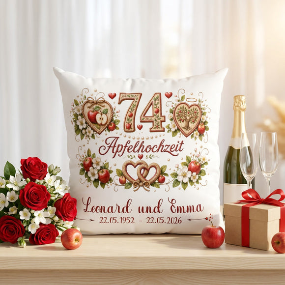 Geschenk für Großeltern zur Apfelhochzeit mit Namen und Datum