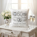 Personalisiertes Kissen zur Diamantenen Hochzeit mit Zahl 60, Diamanten, Herzen und Lebensbaum