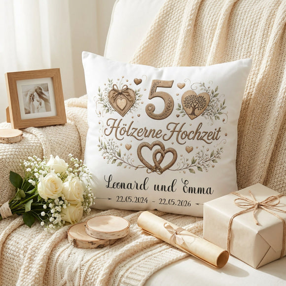 Individuelles Hölzerne Hochzeit Kissen aus Satin