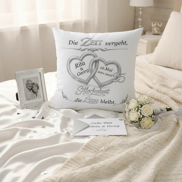 Individuell bedrucktes Kissen zum 25 Hochzeitstag für besondere Momente