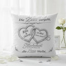 Personalisiertes Kissen zur Silberhochzeit mit Namen und Datum im eleganten Herzdesign