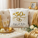 Personalisiertes Kissen für die Goldhochzeit als Erinnerung an 50 gemeinsame Ehejahre