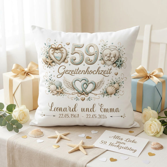 Gezeitenhochzeit Kissen für Ehepaar zum 59. Hochzeitsjubiläum