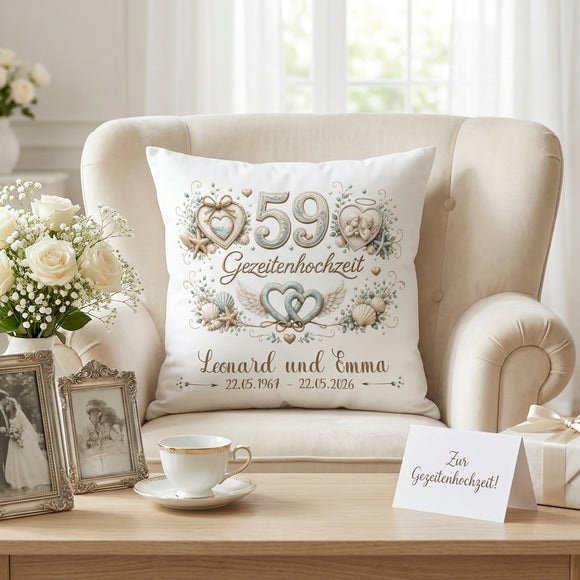 Geschenk Gezeitenhochzeit personalisiertes Kissen
