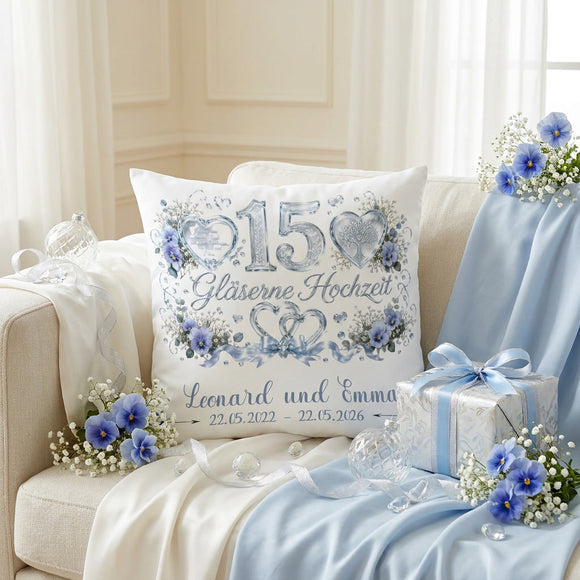 Gläserne Hochzeit Kissen personalisiert als romantisches Hochzeitsjubiläum Geschenk