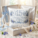 Geschenk zum 15. Hochzeitstag mit eleganter Glasoptik und Namen des Ehepaares