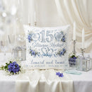 Personalisiertes Kissen zur Gläsernen Hochzeit mit gläsernen Herzen und individueller Gestaltung