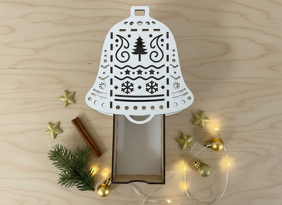 Geschenkschachtel Glocke mit Weihnachtslichtern – edle Verpackung und Dekoration