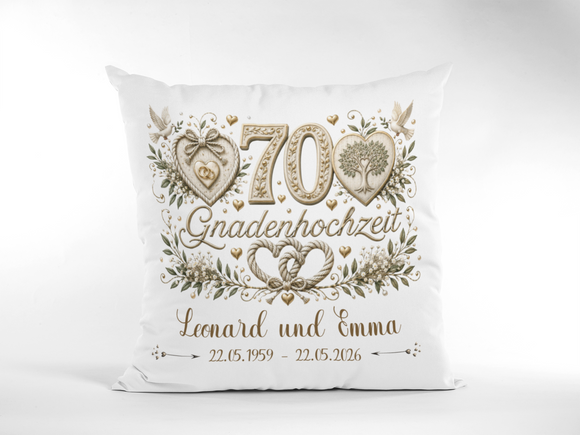 Geschenk zum 70. Hochzeitstag personalisiert mit Namen und Hochzeitsdatum