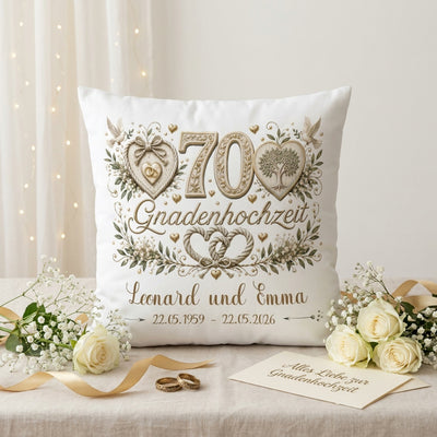 Geschenk Gnadenhochzeit personalisiertes Kissen zum 70. Hochzeitstag