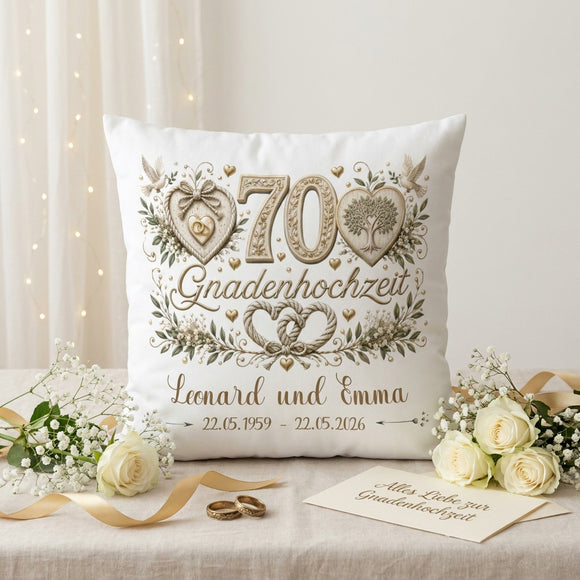 Geschenk Gnadenhochzeit personalisiertes Kissen zum 70. Hochzeitstag