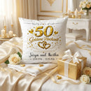 Hochwertiges Kissen zur Goldenen Hochzeit mit Namen als persönliches Jubiläumsgeschenk