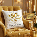 Goldhochzeit Geschenk als personalisiertes Dekokissen mit Namen und Datum