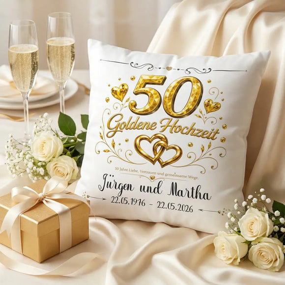 Goldene Hochzeit Kissen für Eltern und Großeltern mit individueller Gestaltung
