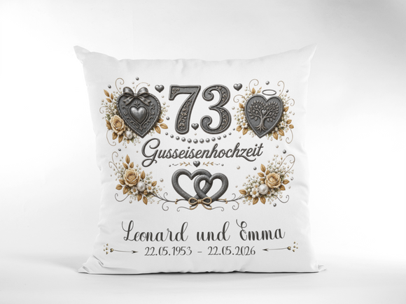Hochzeitsjubiläum Geschenk Gusseisenhochzeit personalisiertes Kissen