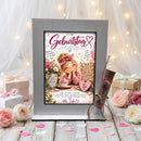 Geldgeschenk Geburtstag Frau mit Blumen, rosa Herz und Spruch Schön dass es dich gibt